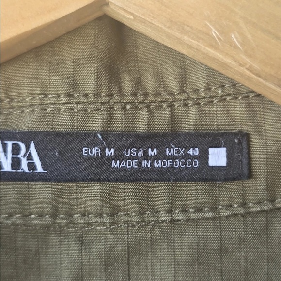 Zara Man Light Weight Jacket Sz Medium Green Button Up Casual Pockets - Picture 5 of 9